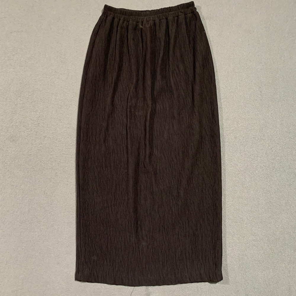 Vintage Essentials By Worthington Women's‎ Small Black Crinkle Maxi Skirt Slit